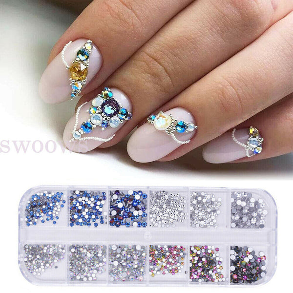 Nail Art 3D Assorted Rhinestones Gem Pearl Glitter Sequins Nail Decor Tips