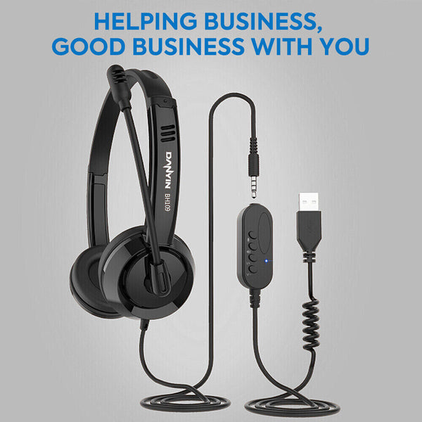 USB Wired Headphone Headset Noise Cancelling With Microphone For Computer Laptop