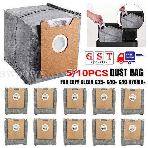 Up 10 Dust Bags For Eufy G35+ G40+ G40 Hybrid+ Vacuum Cleaner Parts Replacement.