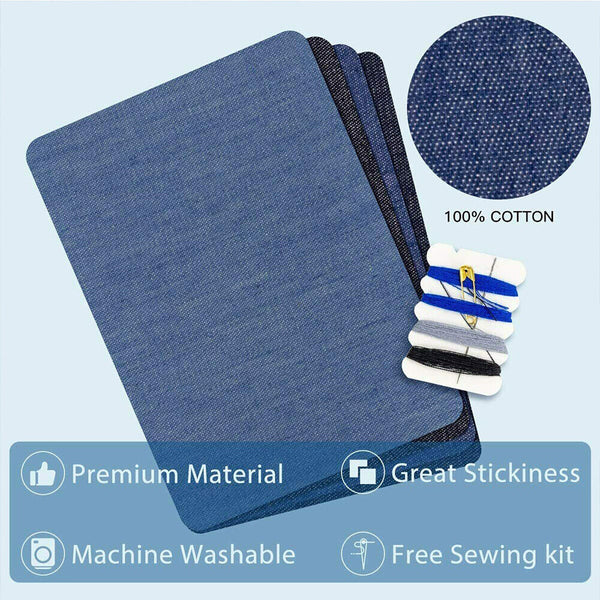 4 Colors Denim Jeans Repair Kit - 20pcs Iron On Denim Fabric Mending Patches