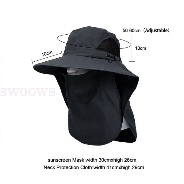 Outdoor Sun UV Protection Fishing Cap Neck Face Flap Wide Brim Hat Cover Summer