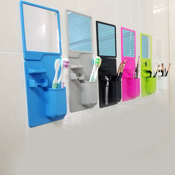 Silicone Mirror Self Grips + Toothbrush Holder Shaving Makeup Shower Mirror AU