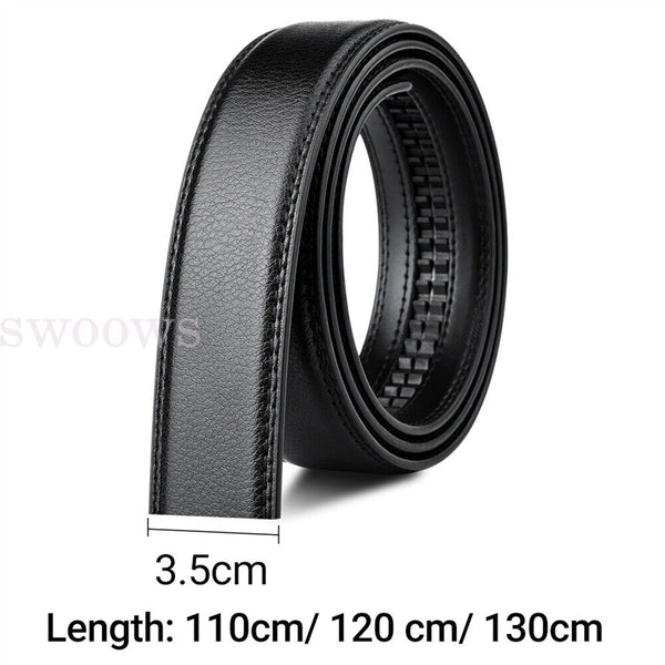 Quality Black H Belt Premium Leather Strap w/o Buckle Women Man 3.5cm width