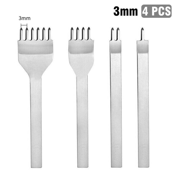 4Pcs/Set Craft Tool 1/2/4/6Prong Punches Stitching Chisel Hole Leather Punch