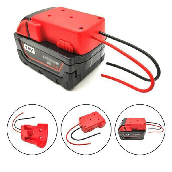 Battery Adapter For Milwaukee M18 18V To Dock Power 2 Wirings Output DIY Red BlK