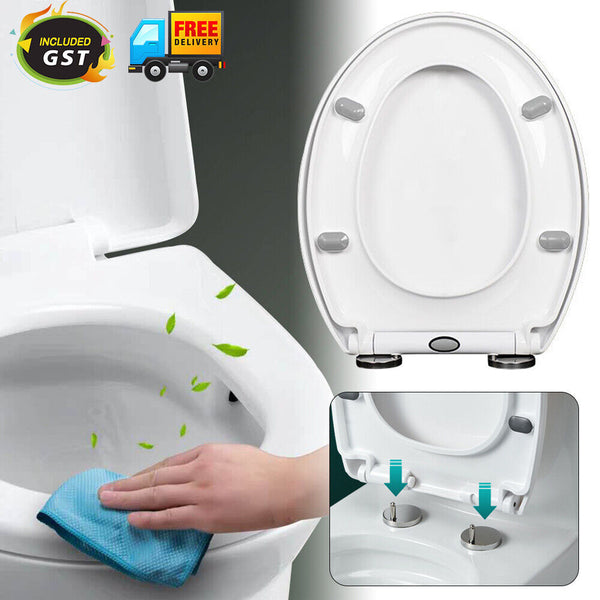 Thick Toilet Seat Soft Close Luxury White Heavy Duty Quick Release O Shape NEW