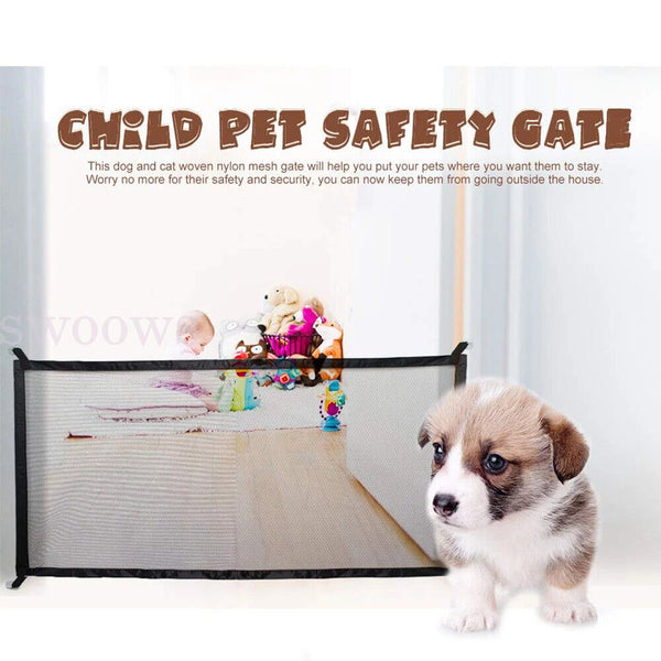 Dog Pet Mesh Magic Gate Pets Barrier Baby Kid Safety Door Fence In/Ourdoor Guard