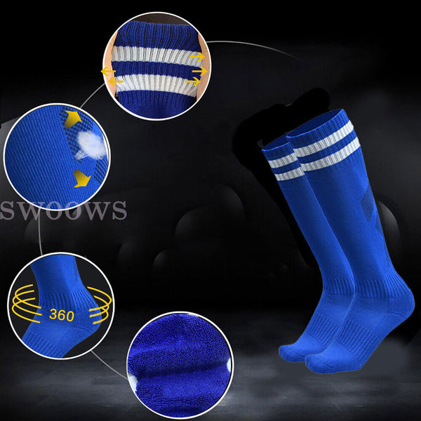 Up 3 Pair Kids Adult High Knee Football Sport Socks Footy Soccer Baseball Hockey