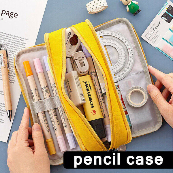 Zipper Pencil Case Pen Bag Organizer School Office Cosmetic Stationery Storage