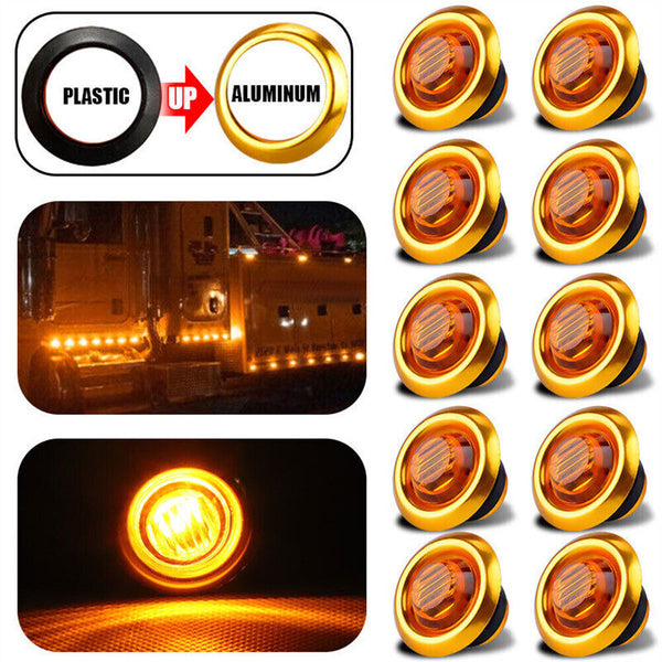 10x Round LED Side Clearance Marker Lights 12V 24V Truck Trailer Lorry Indicator