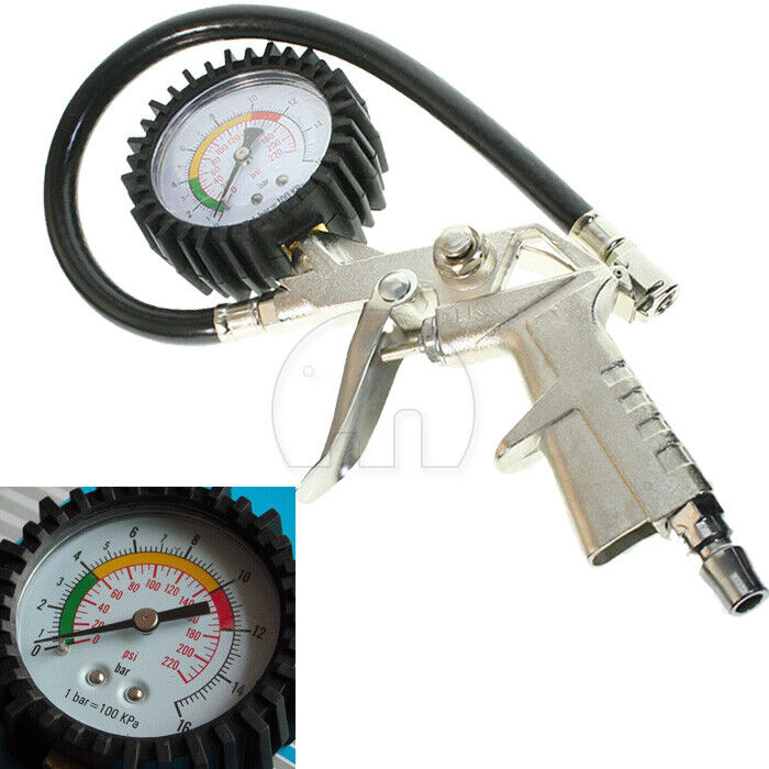 Tire Inflator Pressure Gauge Air Tyre Gun Auto-Car Vehicle Air Compressor Trail