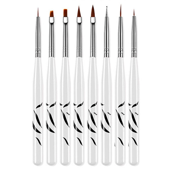 8PCS Acrylic Nail Art Brush Pen UV Gel Painting Drawing Liner Polish Brushes AU