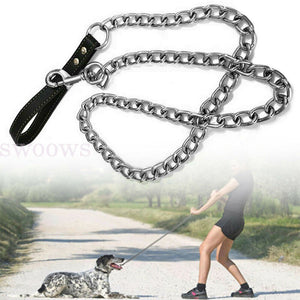 Metal Chain Dog Lead With Handle Long Strong Control Leash 0.2*120cm Heavy Duty