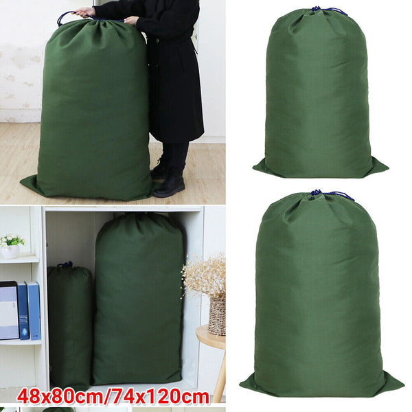 Canvas Drawstring Large Bag Pouch Clothes Craft Storage Laundry Army Green AUS