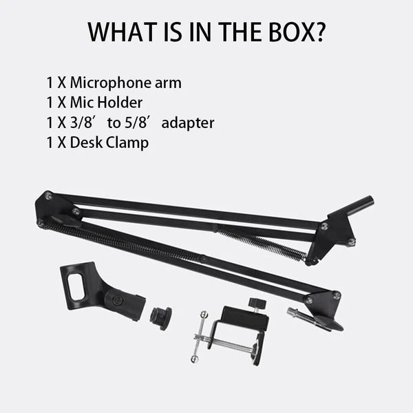 Pro Mic Microphone Holder Suspension Boom Arm Desktop Stand Mount for Broadcast