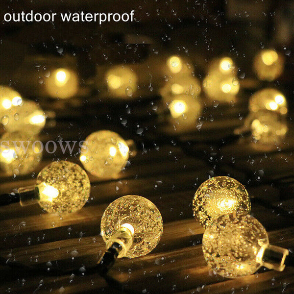 100/200LED Solar Globe String Lights Fairy Festoon Party Garden Outdoor Decor