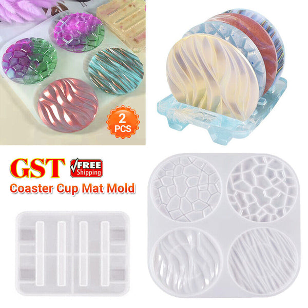 Coaster Cup Mat Mold Wave Diamond Pattern Silicone Mould for Epoxy Resin Casting