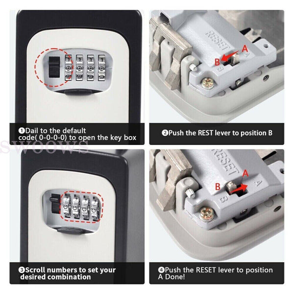 1/2x 4-Digit Combination Lock Key Safe Storage Box Padlock Security Home Outdoor