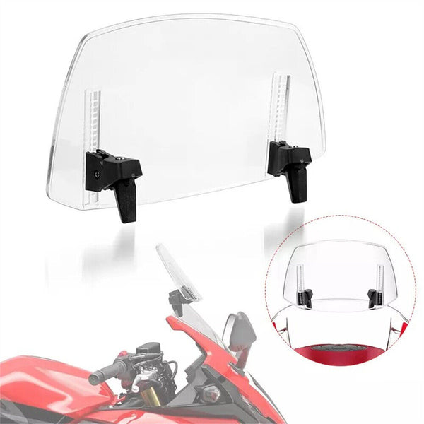 Universal Wind Screen Extension Deflector Clip On Motorcycle Windshield Protect