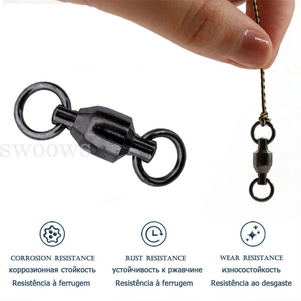 Heavy Duty Ball Bearing Fishing Swivel Copper Stainless Steel Solid Welded Rings