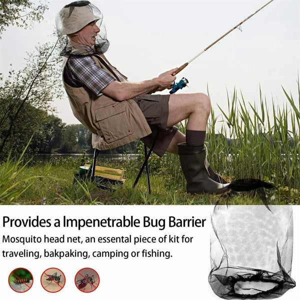 1-5X Mosquito Head Net Insect Mesh Hat Bee Bug Mozzie Protector Outdoor Fishing