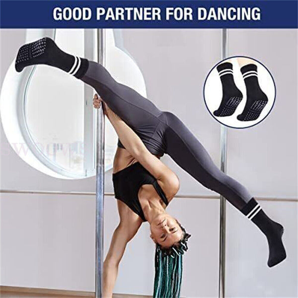 1/3Pair Yoga Socks Non-Slip Grips Anti-Skid Pilates Barre Dance Cushioned Sock