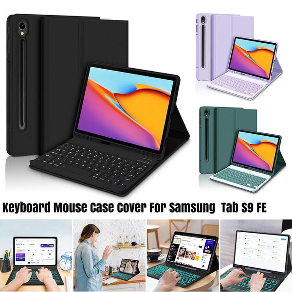 Portable Keyboard Mouse Smart Case Cover For Samsung Galaxy Tab S9 FE