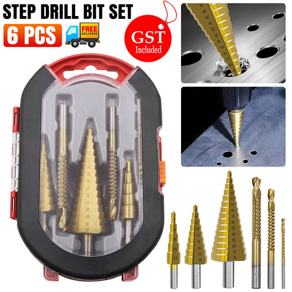 Titanium Plating 6Pcs Step Drill Bit Set High-Speed Reaming Pagoda Sawtooth Set