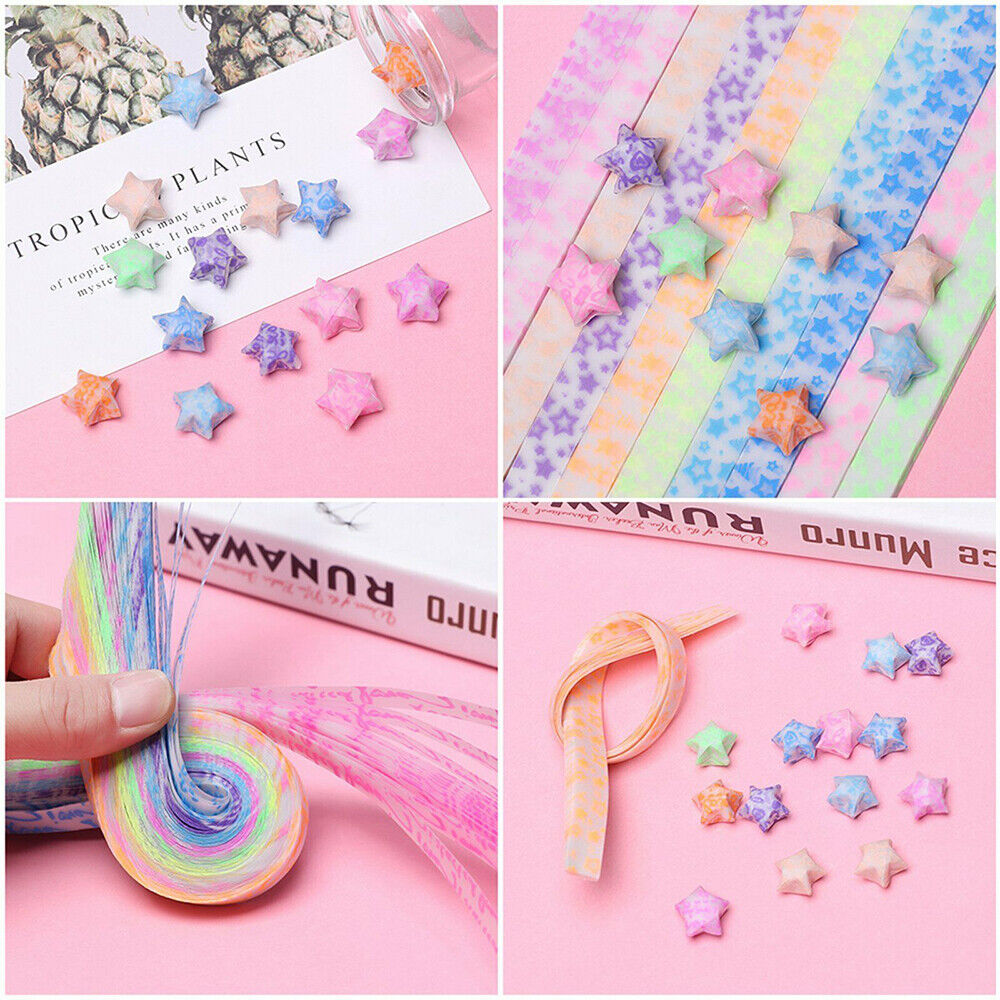 Origami Luminous Lucky Wish Star Paper Strips Glows in the dark Craft Gift 210PC