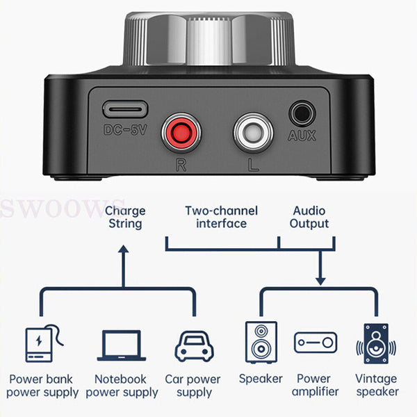 NEW Bluetooth 5.0 Audio Receiver Bar Wireless Stereo Adapter 3.5mm AUX RCA Cable