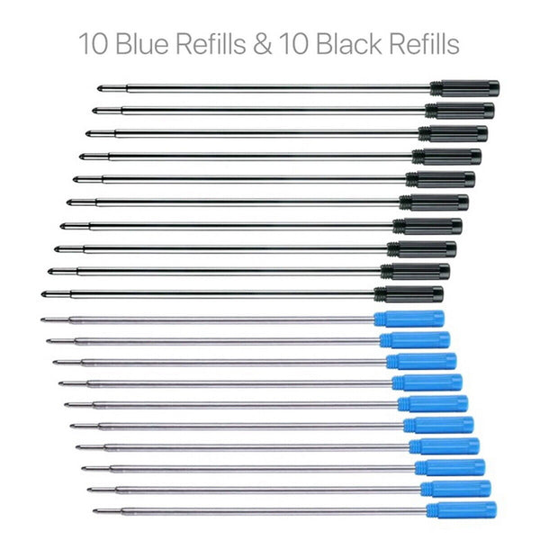 Pack of 20 Ballpoint Pen Refills Black Ink 1mm Nib Medium Replacement for Cross