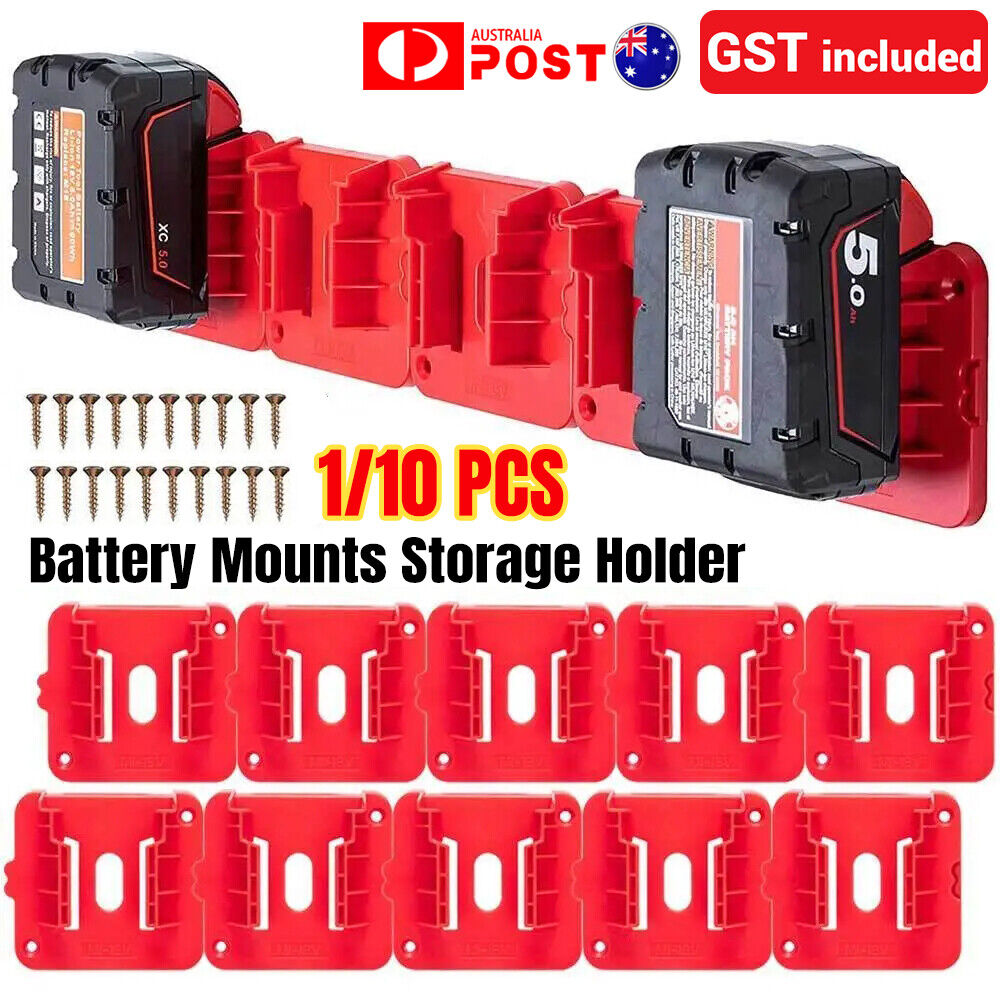 UP20x Battery Mounts Storage Holder Rack For Milwaukee M18 18V Tool Battery Red