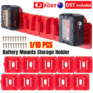 UP20x Battery Mounts Storage Holder Rack For Milwaukee M18 18V Tool Battery Red