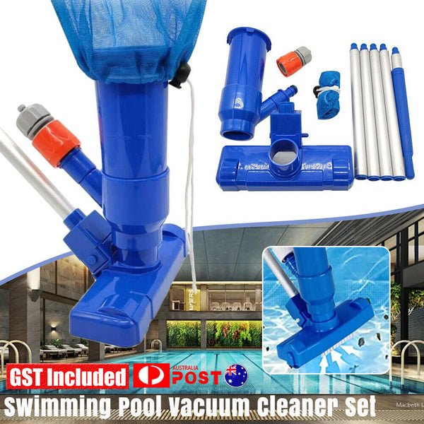 Portable Swimming Pool Spa Pond Fountain Vacuum Brush Cleaner Cleaning Set