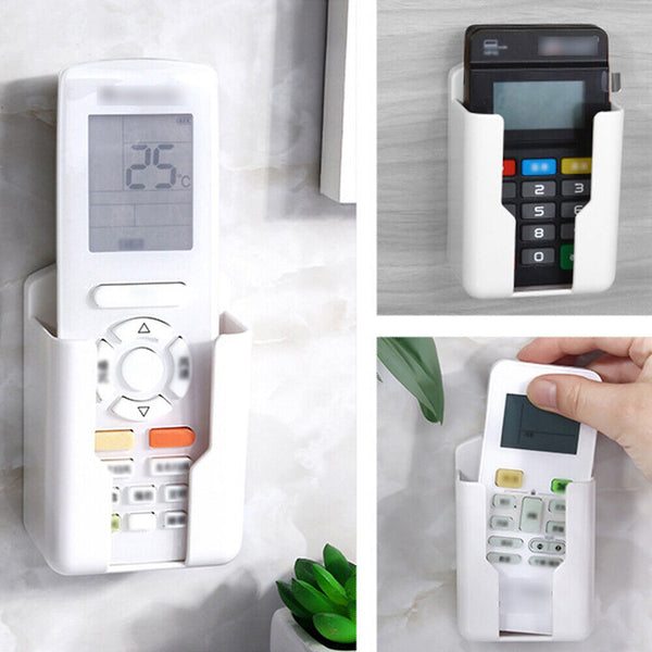 Universal White Air Conditioner Remote Control Holder Wall Mounted Box Storage