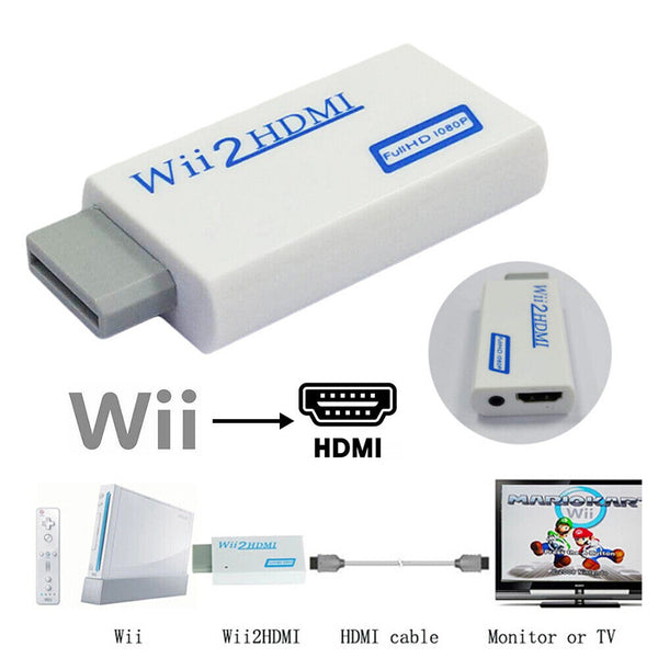 Wii HDMI Adapter 1080p to HDMI Converter 3.5mm Audio HD Video Output Connector