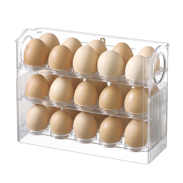 3Tier Storage Rack Egg Holder Space Saver Tray Flip Stand Dispenser Refrigerator