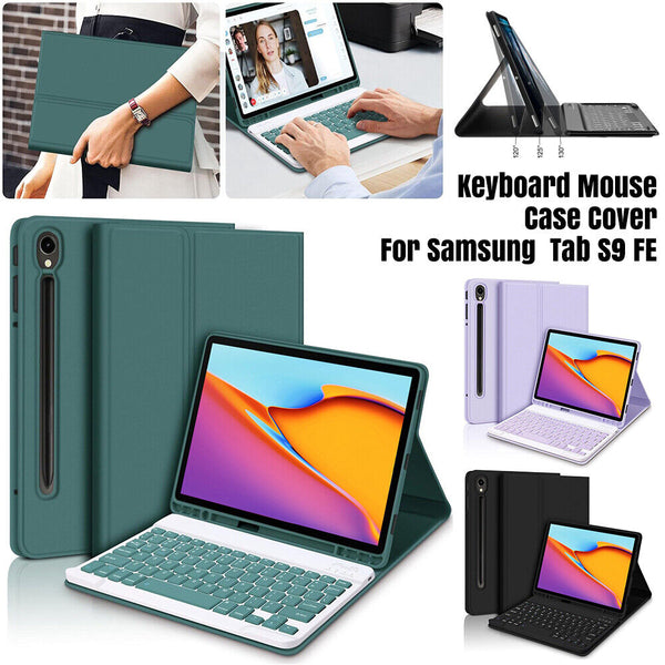 Portable Keyboard Mouse Smart Case Cover For Samsung Galaxy Tab S9 FE