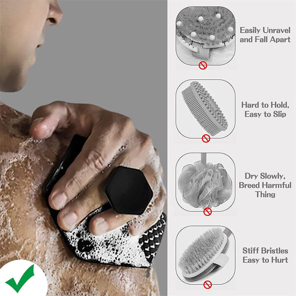 Silicone Shower Brush Foot Back Body Scrubber Massager Pad Exfoliating Brush Mat