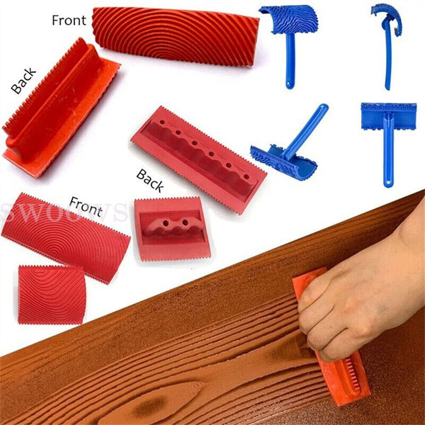 6pc Wood Grain Tool Set 7" Graining Painting Tool Wood Texture Paint Roller Tool