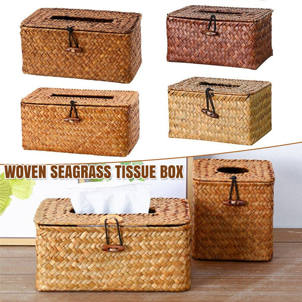 Napkin Holder Storage Case Cover Organizer Home Decor Woven Seagrass Tissue Box