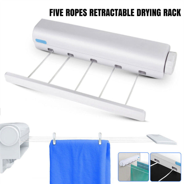 Wall Mounted Clothes Hanger Dryer Clothesline Laundry Washing Line Drying Rack