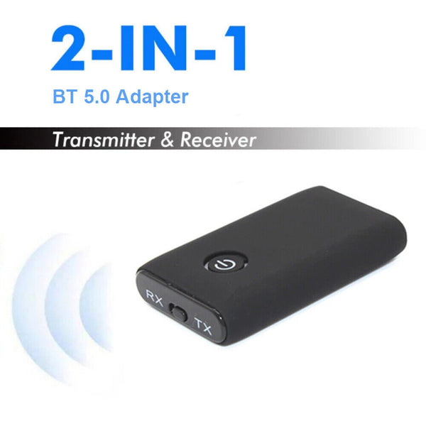 1/2X Bluetooth 5.0 Transmitter Receiver 2 in 1 Wireless Audio Aux Adapter 3.5mm