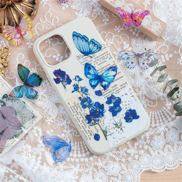 40 PCs Scrapbooking Butterfly Stickers Journal Diary PET Transparent Sticker DIY