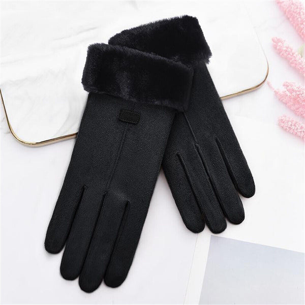 Outdoor Women Winter Gloves Thermal Sheepskin Touch Screen Warm Windproof Soft