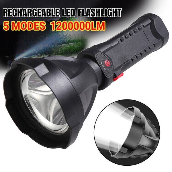 1200000lm LED Flashlight USB Rechargeable Super Bright Torch Lamp Light