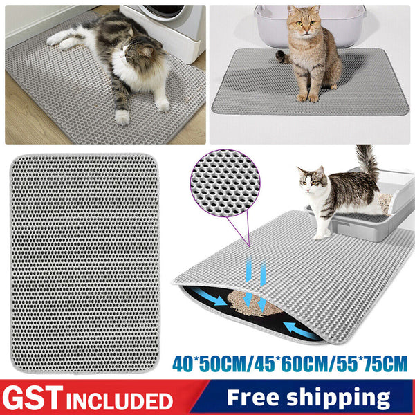 Double Layer Cat Litter Mat Waterproof Trapper Foldable Pad Pet Rug Home Urine