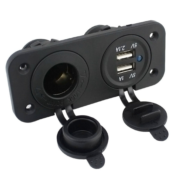 For Car Boat Bus Dual USB Port Cigarette Lighter Socket Charger Power Outlet 12V