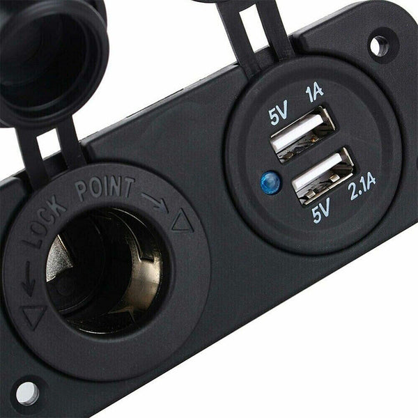 For Car Boat Bus Dual USB Port Cigarette Lighter Socket Charger Power Outlet 12V