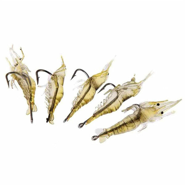 up20X Soft Plastic Bass Yabbie Prawn Shrimp Fishing Lure Jig Heads Bream Natural